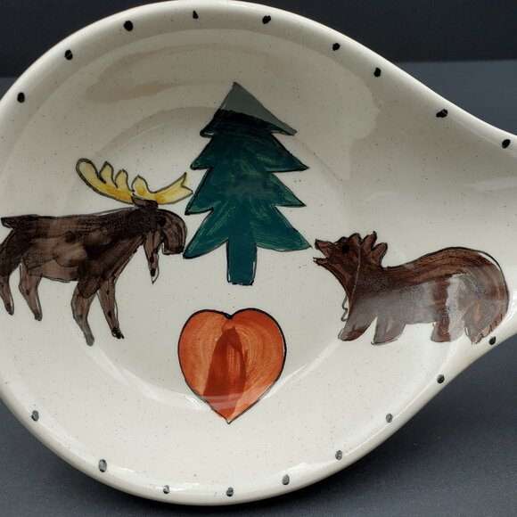 Big Sky Moose and Bear Spoon Rest Big Sky Woodland Spoon Holder - Picture 3 of 5